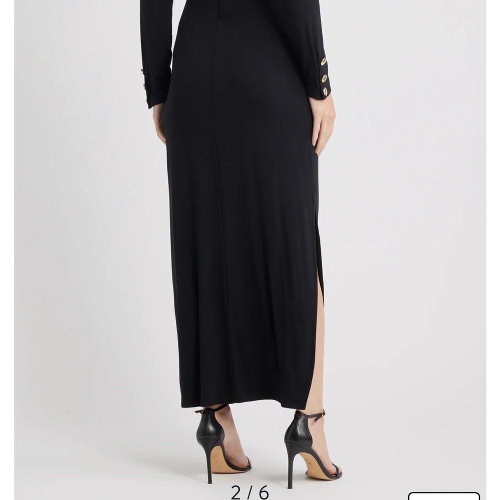 Lilly Pulitzer Black Long Sleeve Midi Dress with Gold Buttons - Picture 3 of 4